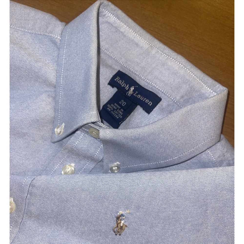 Ralph Lauren Shirt Men 20 Blue‎ Long Sleeve Flesh Pony Weddings Funerals Events